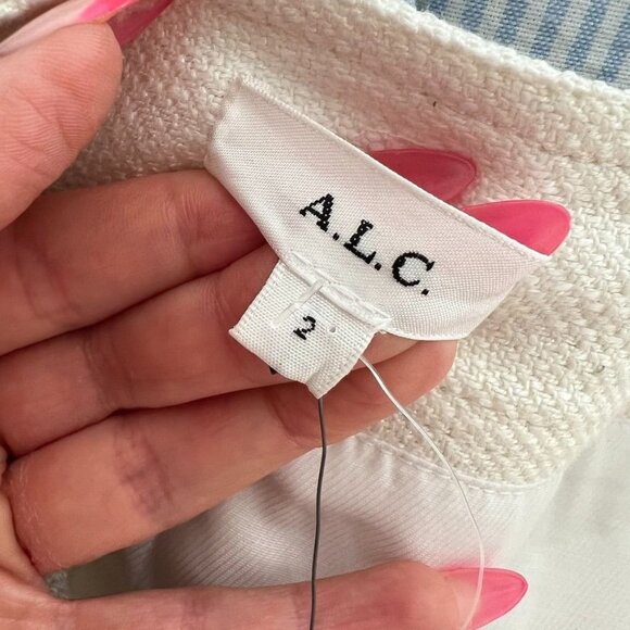 A.L.C. Amelie Linen Blend Fringe Asymmetric Hem Midi Skirt Size 2 NWT - Picture 6 of 8